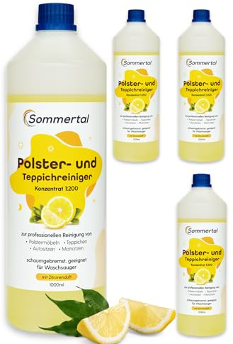 Sommertal Polsterreiniger & Teppichreiniger | 4L Konzentrat, 160+ Vorgänge | Profi Konzentrat schaumgebremst, für Waschsauger & Nasssauger, Sofa, Polster, Autositze, Teppich, Matratze & Handwäsche