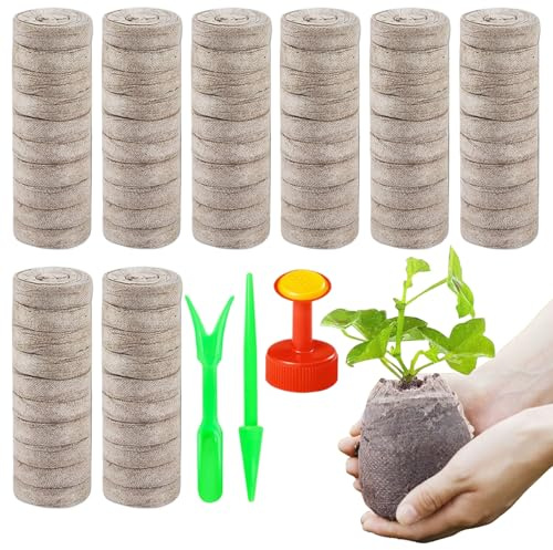 Pastillas Turba | Bloque De Sustrato para Macetas De 100 Unidades | Pastillas para Semilleros De 3 Cm,para Hidroponía, Terrario, Jardinería Interior, Exterior y Trasplante en Jardín