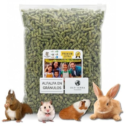 OLD TERRA NATURAL _Premium Alfalfa granulat foder för kaniner och pig | 100 % naturlig, utan tillsatser, överlägsen näring för gnagare | Zip-väska för ultimat friskhet
