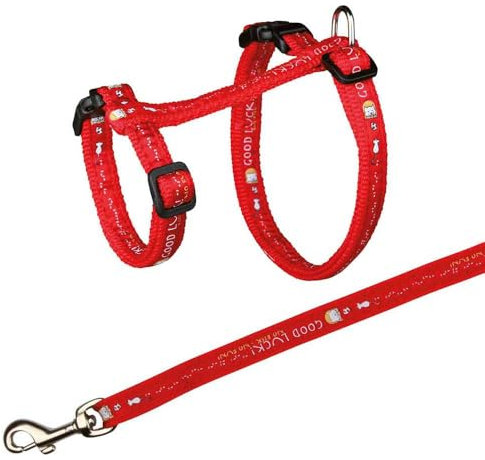 TRIXIE Katzengeschirr XXL mit Leine - stufenlos verstellbar für einen Bauchumfang zwischen 34–57 cm - Schnappverschlüsse - diverse Farben - zufällige Auswahl - 41893