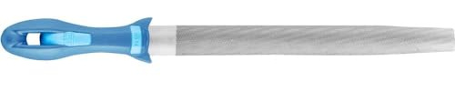 PFERD TOOLS Werkstattfeile Halbrund-spitz, 300mm, halbrund-spitze Feile, Kreuzhieb H1 auf zwei Seiten, inkl. Ergonomie-Feilenheft, 11235306 – für die grobe Zerspanung und zum Schruppen geeignet