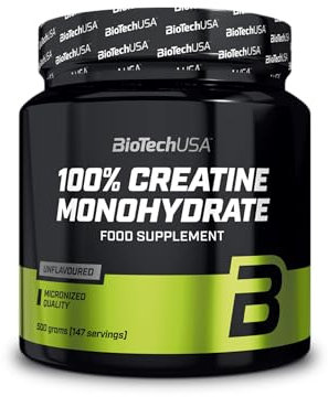 BioTechUSA 100% Creatine Monohydrate | Creatina de Grado Farmacéutico | Micronizada | Vegana | Libre de Gluteni, 500 g
