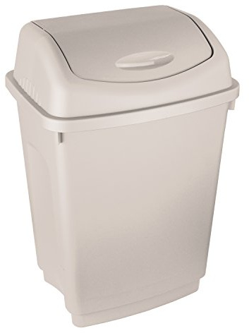 1 x Simpa® 12L 12 Litre Cream Swing Bin - Heavy Duty Plastic - Home Garden Kitchen Rubbish Recycle Plastic Waste Bin Dustbin Cream - Made in UK