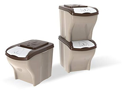 Bama 40295 Poker Pet Contenitori Set 3 Pezzi, Beige