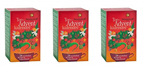 Sonnentor Tee-Adventkalender Edition 2015-2017 bio, Aufgussbeutel 72 Stck, 3er Pack (3 x 38 g)