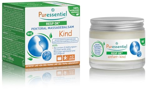 Puressentiel - Atemwege – Resp OK Pektoraler Massagebalsam Kind - Formel 100 Prozent natürlichen Ursprungs - Bietet eine wärmende und beruhigende Massage ab der ersten Kälte - 60 ml