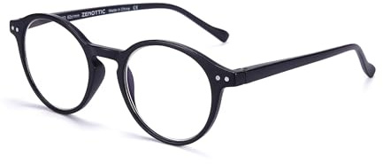 ZENOTTIC Occhiali da Lettura Presbiopia Anti Luce Blu con Lenti Antiriflesso Uomo e Donna Leggero Telaio Rotondo Vintage Nero 3.0x
