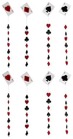 Tubayia 8 Stück Papier Poker Karten Girlande Hängende Dekoration für Casino Party