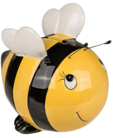 Out of the blue 144343 - Spardose Biene aus Keramik, ca. 15 x 13 cm, tolle Sparbüchse mit Schlüssel, verschließbare Figur, Dekoration