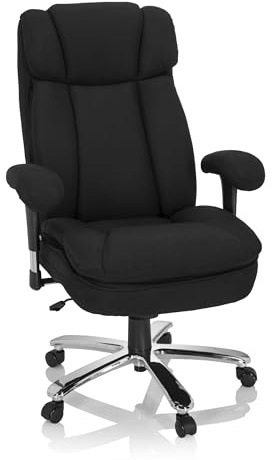 hjh OFFICE Bürostuhl gepolstert Builder XXL I Stoff Chefsessel bis 180kg belastbar, hohe Rückenlehne, Schwarz 691013