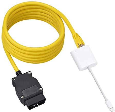 Lighting to Ethernet with Charging【MFi Certified】, Lightning to OBD2, 2-in-1 iPhone Ethernet Adapter with Charging, 3.3ft/1m Cable,ethernet Connector Tools to OBD Interface Cable Coding F-Series