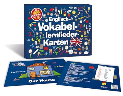 Englisch Vokabelkarten mit Liedtexten – 24 Karten zum Singen & Lernen – Sprachförderung für Kinder & Schule – Lernhilfe für Englischunterricht & DaZ/DaF