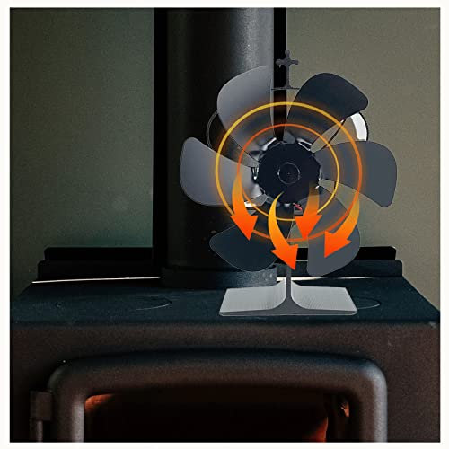 Kamin Ventilator Stromlos , 6/12 Klingen Kein Strom Erforderlich Geräuscharm Kaminventilator für Specksteinofen , Effizient und Stark Ofenventilator Ohne Strom Magnetisch für Holzofen/Pelletofen ,A
