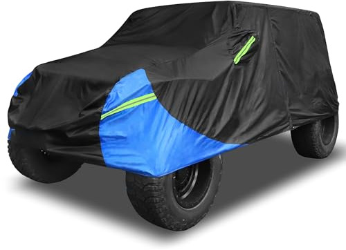 X AUTOHAUX Waterproof SUV Cover for Jeep Wrangler JK JL TJ YJ 2DR | for Jeep Wrangler Unlimited Sport Sahara Rubicon JK JL TJ YJ, All Weather Protection, Outdoor, Black Blue