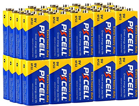 Batterien 9V Blockbatterie Rechteckige 6F22 Geringe Selbstentladung für Rauchmelder,Spielzeug,Multimeter,40 Stück,PKCELL