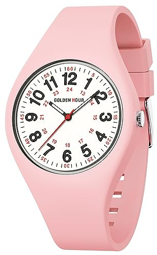 GOLDEN HOUR Armbanduhr Damen wasserdichte Digital Analoge, Unisex-Sportuhren für Uhr Damen Studenten Mädchen Jungs – leuchtende, Leicht Ablesbares Zifferblatt, Silikonarmband Krankenschwester Uhren