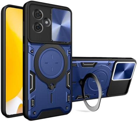 UPLAI Funda para Motorola Moto G54 5G, Ultra Delgado Antigolpes Armadura Carcasa con Deslizar Cámara Cover y Soporte Magnética, Premium PC+TPU Duradero Estuche Caso.Azul