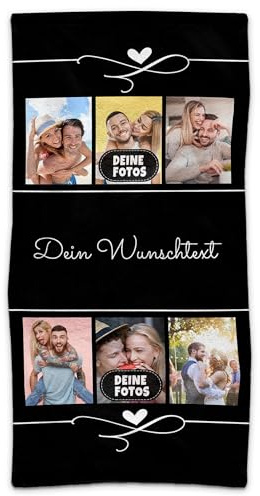 Print Royal PR Handtuch personalisiert mit Foto und Wunschtext - Personalisiertes Handtuch Bedrucken - Individuelles Fotogeschenk für Freunde und Familie | 100 x 50 cm, schwarz