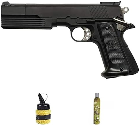 HFC HG 125B Noir Green Gas (6 mm) | Pistolet Airsoft (Balles en PVC) Calibre 6 mm + Bouteille 1000 Billes 0,12 g + Green Gas [Puissance : 0,5 Joules]