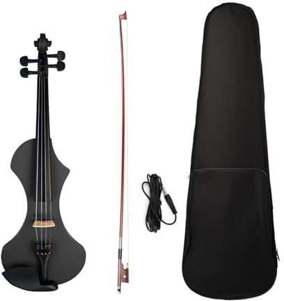 strumento violino Violino Elettrico 4/4 In Legno Massello Di Mogano Violino Elettrico Metallizzato Custodia Per Violino Silenziosa Arco In Legno Brasiliano (Color : Black)