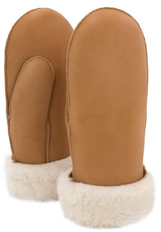 Rohn Moden Lammfell Handschuhe Nepal cognac für Damen und Herren, Fäustlinge, Fausthandschuhe in Premiumqualität aus mongolischem Lammfell