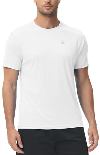 MoFiz Anti-UV T-shirt herr UPF 50+ Snabbtorkande T-shirt Rashguard Outdoor Surfing Skjorta, Vit, XL