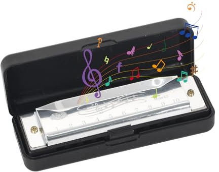 Armónica, 10 Agujeros Armonica Diatonica En Do, Harmonica Diatonica C, Armónica Blues Harp, Blues Harmonica For Dummies, Con Estuche, Para Principiantes, Adultos, Niños, Profesionales (Plata)