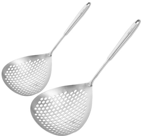 Cabilock 2 Piezas Colador De Acero Inoxidable Cuchara Ranurada Para Cocinar Espumadera Colador De Cocina Cuchara De Filtro Para Alimentos Horneados