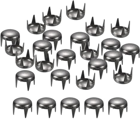 sourcing map 160Pcs Black Round Dome Rivets, 6mm Brass Spike Studs Spots Punk Rock Nailheads Claw Beads for DIY Clothes Belt Bag Shoes Bracelet Leather Craft