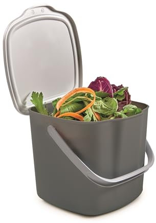 Snips - Pattumiera Umido e Organico Cucina con Coperchio Rimovibile e Manico 3L, Pattumiera Sottolavello - Secchio Spazzatura Bidoncino, Compostiera 20,5x18,5x16,7 - Grigio Scuro, Made in Italy