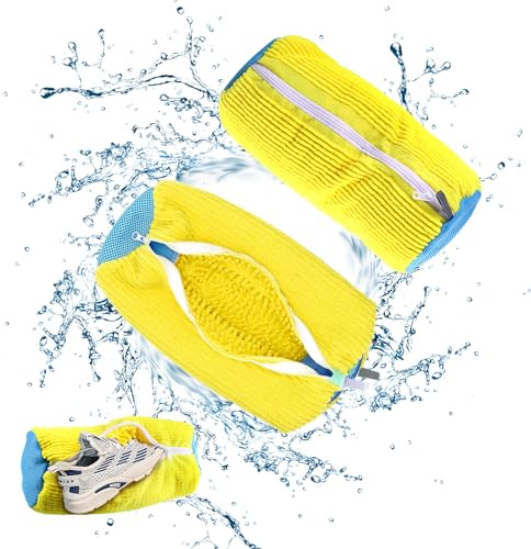 Hyran Schuhwaschbeutel Waschmaschine, 2 Stück Waschmaschine Wäschenetz Schuhe, mit 360° Reinigungsflaum, 43 x 18cm Wiederverwendbare Schuhbeutel, Für Sneaker Verschiedene Schuhe