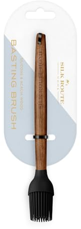 Silk Route Home Acacia Wood & Black Silicone Basting Brush Kitchen Utensil