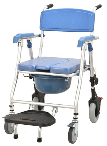 Chaise percée pliable pour personnes âgées, chaise de douche avec roulettes et toilettes, pour malades, personnes âgées, handicapées et femmes enceintes - Charge maximale : 150 kg