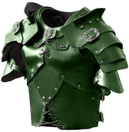 UxicRuya Mittelalterlicher Brustpanzer für Herren mit geprägtem Ritterkostüm für Halloween-Rollenspiele, GrÜn
