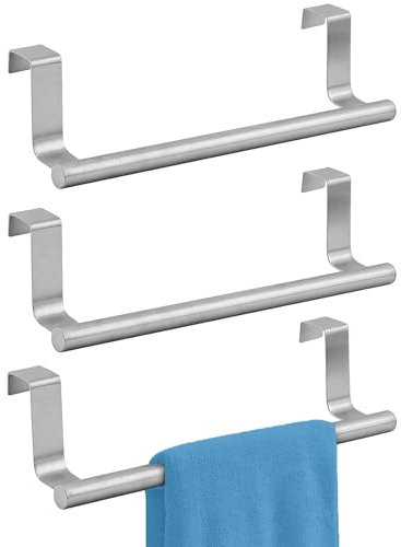 3 Pcs Over Door towel Rail - Practical and Durable Tea & Face Towel Holder for Kitchen Cupboard, Drawer and Cabinet