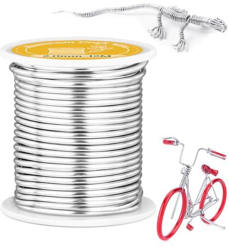 VynyQoo 2mm Basteldraht, 12M Biegbar Flexibel Silber Aluminiumdraht, Schmuckdraht, Silberdraht zum Basteln Für DIY-Skulpturen, Modellieren, Schmuckherstellung, Blumenbasteln Und Drahtweben