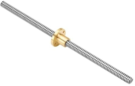 Husillo de bolas CNC de movimiento lineal Varilla trapezoidal 300-8D, rosca T10, 10 mm de paso, 1 mm de longitud, 100 mm-500 mm, con tuerca de latón(LEAD 10MM)