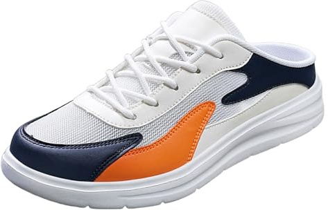 Generisch La Hombres Zapatos 40 pares de zapatos de malla One Foot Lazy Sin Talón Zapatillas Medio Zapatillas Deportivas Casuales Zapatos Hombres 48 Ancho