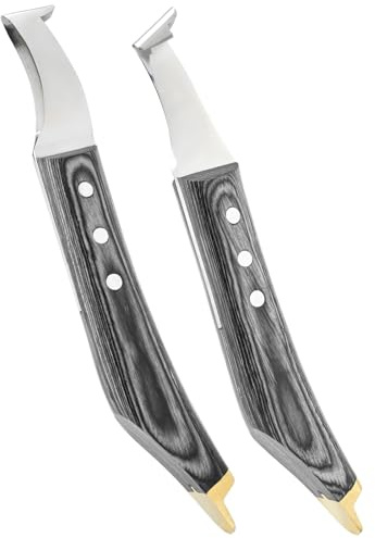 Premium Farrier Loop & Hoof Knife with Brass End – Professional Hoof Trimming Tool for Horses, Cows & Livestock, Stainless Steel Blade, Ergonomic Wood Handle (Black)