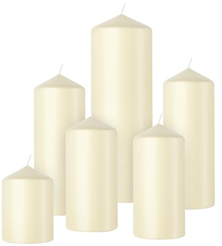 bolsius Smidiga pelarljus, set med 6, mjuk pärla, dekorativa hemljus, lång bränntid, icke-doftande, naturligt växtvax, palmoljefri