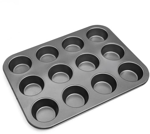 Besto (12 Cup Muffin Tray) | Non-Stick Muffin Tins for Baking Cup Cakes & Brownies | BPA-Free Deep Baking Moulds for Yorkshire Puddings, Pies & More