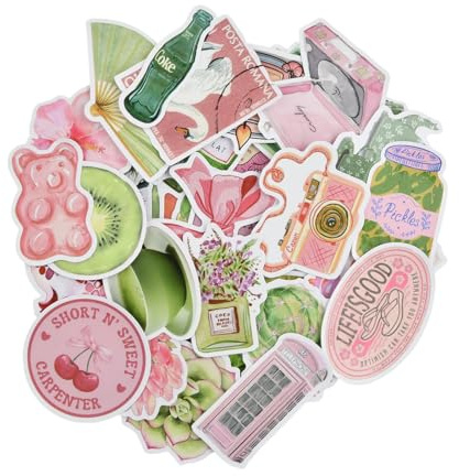 Culinavog 100 Pezzi Adesivi Estetici, Kit Scrapbooking in Vinile, Adesivi Scrapbooking Journaling, Sticker Impermeabili per Computer Portatile, Chitarra, Tazza, Bottiglia D'acqua, Telefono Cellulare