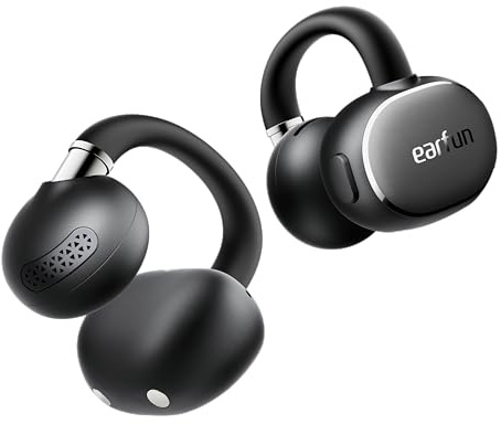 EarFun Clip 2 Open-Ear-hörlurar, bluetooth-hörlurar med klämma, bekväma och stabila, 12 mm titanomvandlare, Hi-Res ljud, 4 mikrofoner för IA-samtal, 40 timmars batteritid, IP55, trådlös laddning
