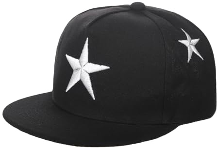 Faxianther Casquette Visière Plate pour Enfant Coton Casquette de Base-Ball à Motif Étoile Hip-hop Style Chapeau de Soleil Réglable UV Protection pour Toutes Saisons