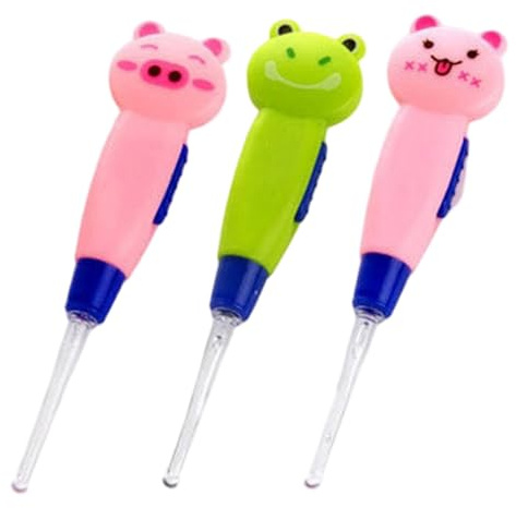 Borttagning av öronvax för barn med LED-ljus avtagbar söt tecknad öronrengörare med ljus för enkel åtkomst, 15 x 7,6 cm.