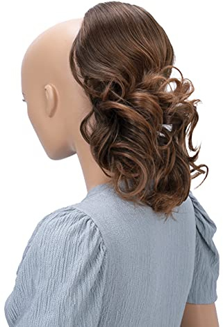 CAISHA 30 cm Hårstycke Fläta Hästsvans Hårförlängning Voluminös Vågig Brun Mix PH7