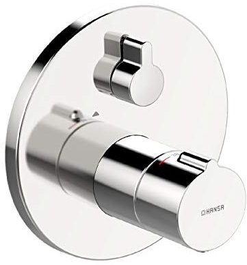 Hansa 88619045 Brausebatterie / Thermostat-Batterie | mit integrierter keramischer Mengenregulierung, Sicherheitssperre bie 38°C, Schalldämpfer | Durchflussmenge: 24 l/min bei 3 bar