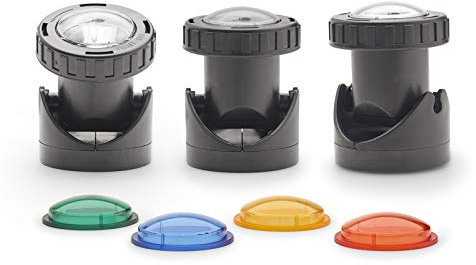 Aquanique Teich und Garten Licht PGL Set 3 LED, Trafo und drei LED-Leuchten mit Farbscheiben, Schwarz