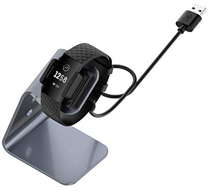 Charger Dock Compatible with Fitbit Charge 4,Charger Stand,Premium Aluminum Replacement Charging Stand Charging Dock Station with USB Cable for Fitbit Charge 4/charge 4 SE/Charge3/ Charge3E (grey)