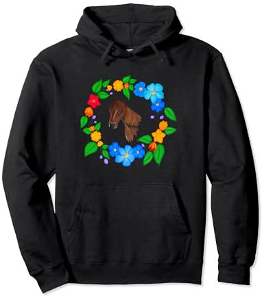 Blumenkranz mit Pferd Pullover Hoodie